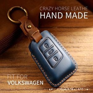 เหมาะสำหรับเคสกุญแจรถยนต์โฟล์คสวาเก้นสำหรับ Magotan, Passat, Sagitar, CC, Weilan รุ่นใหม่, Tiguan, เคสป้องกันหนังแท้คุณภาพสูง - Product Image 2