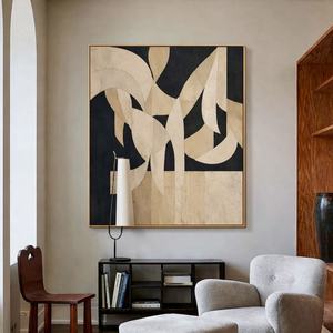 Peinture à l'huile sur toile texturée faite à la main, art abstrait décoratif neutre et doux, décoration intérieure de la maison - Product Image 2