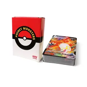 Novo estilo de cartas de anime raras 60v conjunto de cartas de jogo pokemoned inglês para crianças jogando cartas colecionáveis