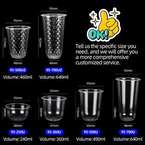 Gobelets à thé à bulles en forme de U personnalisés avec logo imprimé, jetables, transparents, 12 oz, 16 oz, fond rond, en plastique PP, avec couvercles - Product Image 5