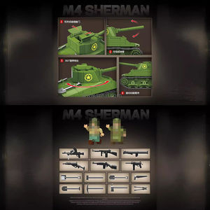 Quanguan 100272 la série de chars M4 de la Seconde Guerre mondiale Briques CAZ Soldats Soviétiques 75Tank Jouet de voiture pour garçons Ensembles de blocs de construction - Product Image 5