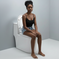 Nouvelle toilette monobloc en céramique avec siphon en S et abattant intégré