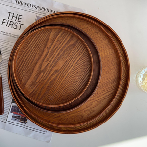Grand Plateau Rond en Bois Solide Décoratif Cercle Table Plateau de Service pour Restaurant Maison Hôtel Mariage - Product Image 4