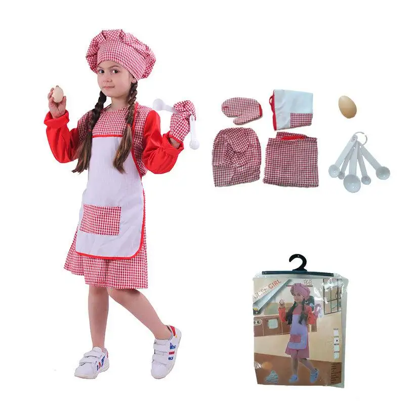 New Arrival Girl's Pink Chef Career Day Costumes For Kids Halloween Festival Cosplay Costume