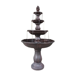 Fontaine d'eau LED à 4 niveaux en résine de fibre de style antique pour jardin extérieur, autoportante, finition peinte - Product Image 3