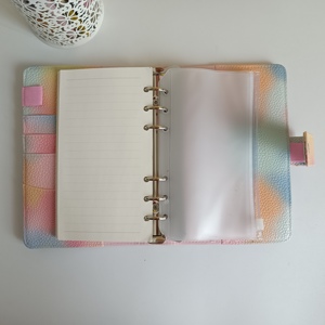 Оптовая продажа, сублимационная Обложка для блокнота A6 из искусственной кожи, многоразовая Обложка для блокнота A6, Бюджетный органайзер для наличных, журнал с 6 отверстиями, папка с 6 кольцами - Product Image 5