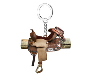 Hot bán Tây ngựa yên Keychain xe Keyring Mặt dây chuyền cao bồi yên Acrylic vòng chìa khóa - Product Image 6
