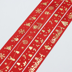 2,5 cm 22 m Kerstlint Verpakkingslint Cadeau Satijnen lint Accessoires DIY Decoratie Goudfolie Polyester Klassiek - Product Image 4