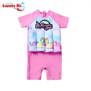 Costume da bagno da bambina manica corta monopezzo costume da bagno galleggiabilità per bambini abbigliamento da bagno galleggiante per bambini