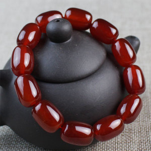 <b>Red</b> Agate Barrel Bead <b>Bracelet</b> 12mm Unisex Everyday Wear Jewelry Hangzhou Origin MN05 - Product Image 3