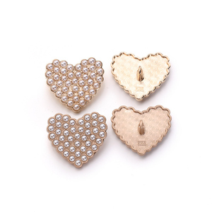 Nhỏ Moq Chấp Nhận Ưa Thích Tùy Chỉnh Vàng Tấm Chân Hình Trái Tim Rhinestone Kim Loại Ngọc Trai Nút Cho Quần Áo Phụ Nữ - Product Image 2