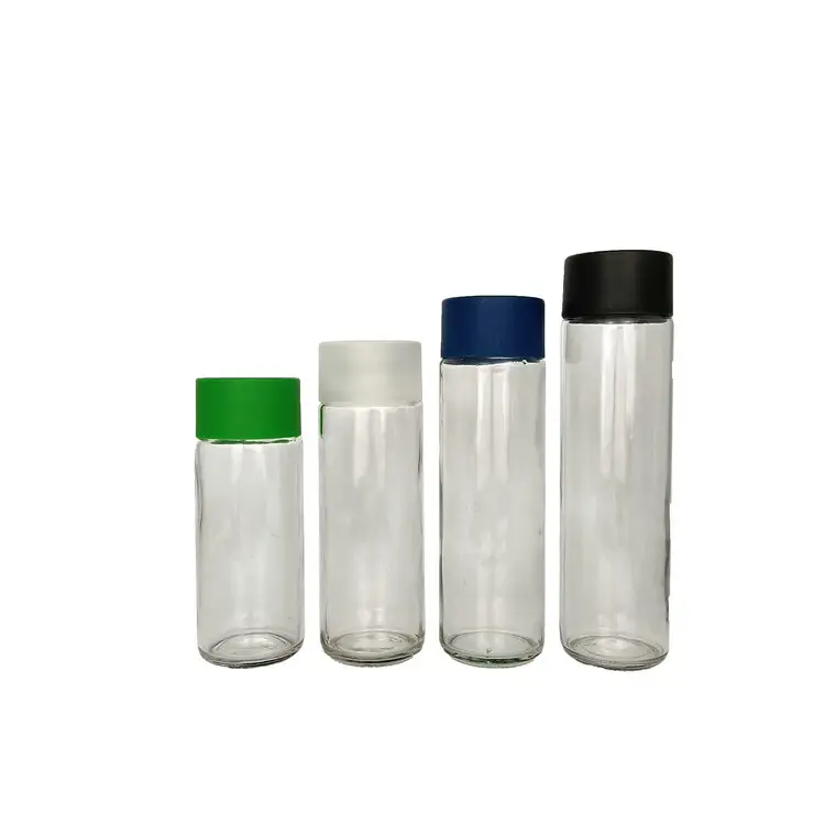 Garrafa vazia de água mineral de vidro, para suco de bebidas com tampa de plástico