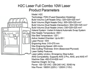Impresora 3D Láser H2C H2D H2S FDM con Doble Extrusor Opcional, Detección y Recuperación de Energía, H2S AMS, H2C AMS, H2C - Product Image 4