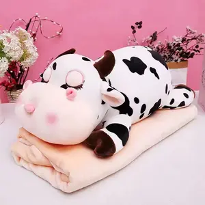 AIFEI TOY Cow plush toys cartoon animal pillows 2-in-1 multifunctional wholesale of home for lunch break