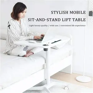 Meja belajar berdiri berdiri dapat diatur, meja samping tempat tidur unik dapat diatur