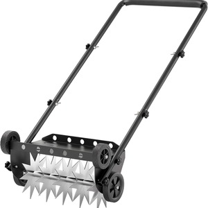 Aérateur de pelouse à roulettes à pointes, outil d'aération rotatif manuel pour le desserrage du sol de la pelouse, fournitures de jardinage - Product Image 1