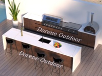 Cuisine extérieure modulaire résistante à l'humidité en acier inoxydable 304 avec barbecue à gaz et évier pour jardin, studio, loft, balcon, véranda