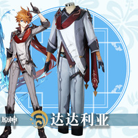Costume de cosplay d'anime, perruque complète, ensemble complet pour homme, tenue de carnaval, costumes de cosplay Impact Tartaglia