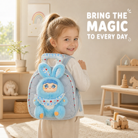 Nouveau design, adorable sac à dos léger pour filles, motif lapin en peluche bleu floral, style Kawaii, pour la maternelle et la petite enfance