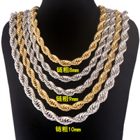 Collar de Cadena Trenzada Ultra Gruesa, Deportiva, de Acero Inoxidable, Estilo Hip Hop, Electrochapada, Moderna y Personalizada, Transfronterizo