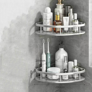 Estante de Almacenamiento de Pared para Cocina y <span class=keywords><strong>Baño</strong></span>, Estantes de Aluminio Flotantes para <span class=keywords><strong>Baño</strong></span>, Cesta <span class=keywords><strong>Colgante</strong></span> para Ducha - Product Image 3