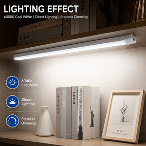 Luz LED para Debajo del Gabinete, 6000K Blanco Frío, Atenuación Continua, Interruptor Táctil, Montaje Superficial, Aluminio Mate, Diseño Minimalista - Product Image 5