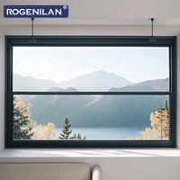 Fenêtres coulissantes verticales motorisées à triple vitrage sur mesure de l'usine Rogenilan, fenêtres à levage électrique en aluminium pour maisons