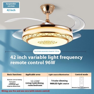 2024 Mô Hình Mới Nhựa 3-Tốc Độ Yên Tĩnh Quạt Điện Ánh Sáng Điều Khiển Từ Xa Phòng Ăn Khách Thiết Kế Hiện Đại Quang Phổ Đầy Đủ LED - Product Image 2