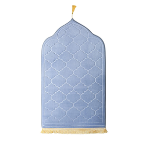 Tappetino da <span class=keywords><strong>Preghiera</strong></span> Islamico con Design ad Arco, Schiuma Memory Spessa, Frange - Essenziale per l'Eid e le Preghiere Quotidiane - Product Image 1