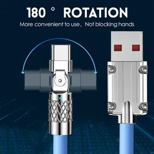 Usb C Cable 120w 6a Fast Charging Bio 180 Degree Rotate Super Fast Charge Cable Zinc Alloy Data Sync Type-c Charger For Iphone