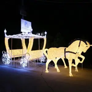 Natal suprimentos LED casamento iluminado Cinderella cavalo carruagem para decoração do jardim