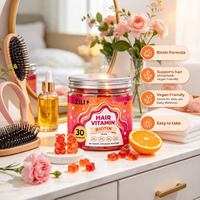 Gummies véganes à la biotine sous marque blanche pour la santé des cheveux, enrichies en vitamines C et E pour des cheveux forts et brillants, MOQ 50 boîtes