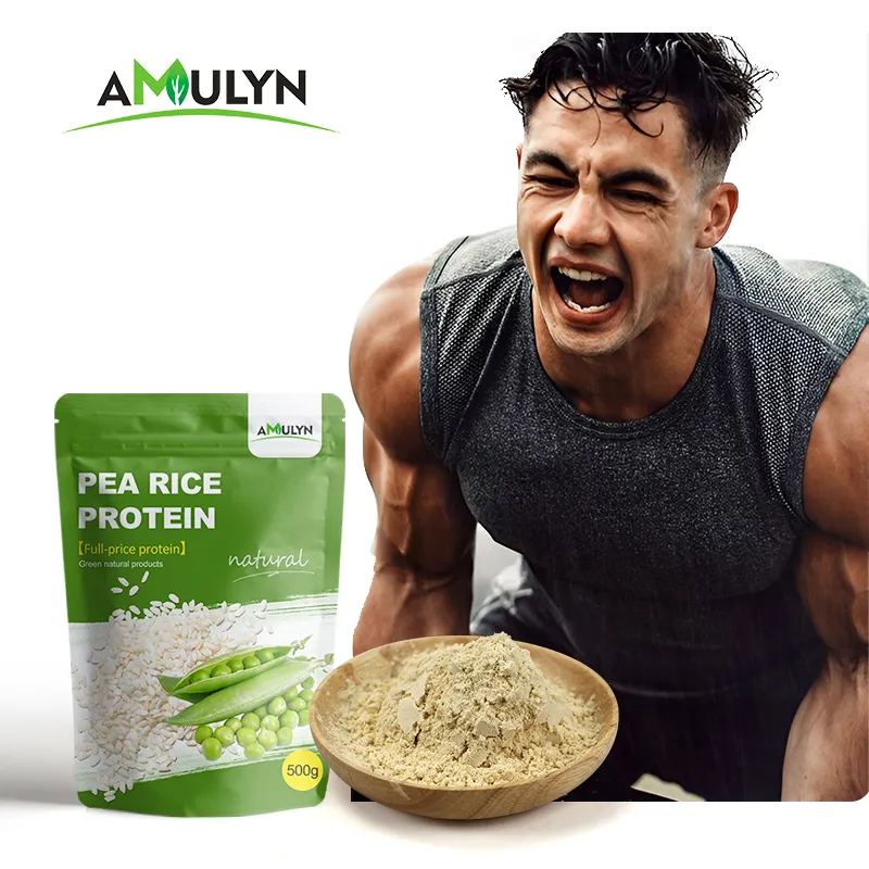AMULYN Suplemento deportivo Orgánico, Mezcla de proteínas veganas sin gluten, en polvo, aislado de proteína de guisante de arroz