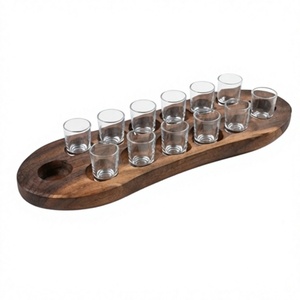Support à verres ovale artisanal en bois – Présentoir minimaliste pour boissons, idéal pour le salon - Product Image 5