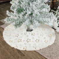Jupe de sapin de Noël ronde en peluche blanche à motif étoile, 40 cm (16 pouces), pour décoration de fête et de sapin de Noël