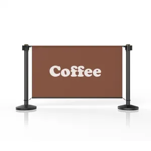 Jinke Sistem Garis Antrean, Pembatas Kantor Sabuk Hitam Bisa Ditarik Post Stanchion Siku-siku Penahan Angin Kafe dengan Spanduk
