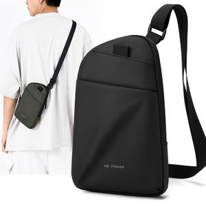Wepower Men's Chest <b>Bag</b> <b>Nylon</b> Lightweight Portable <b>Crossbody</b> <b>Bag</b> For Everyday Use Solid Color Black Gray Blue Military Green - Product Image 4
