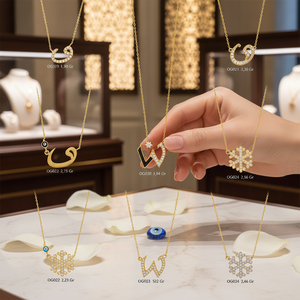 สร้อยคอ Vav เกล็ดหิมะสีทอง14K นาซาร์อิสลามเครื่องประดับสำหรับผู้หญิงทำจากไก่งวง - Product Image 3