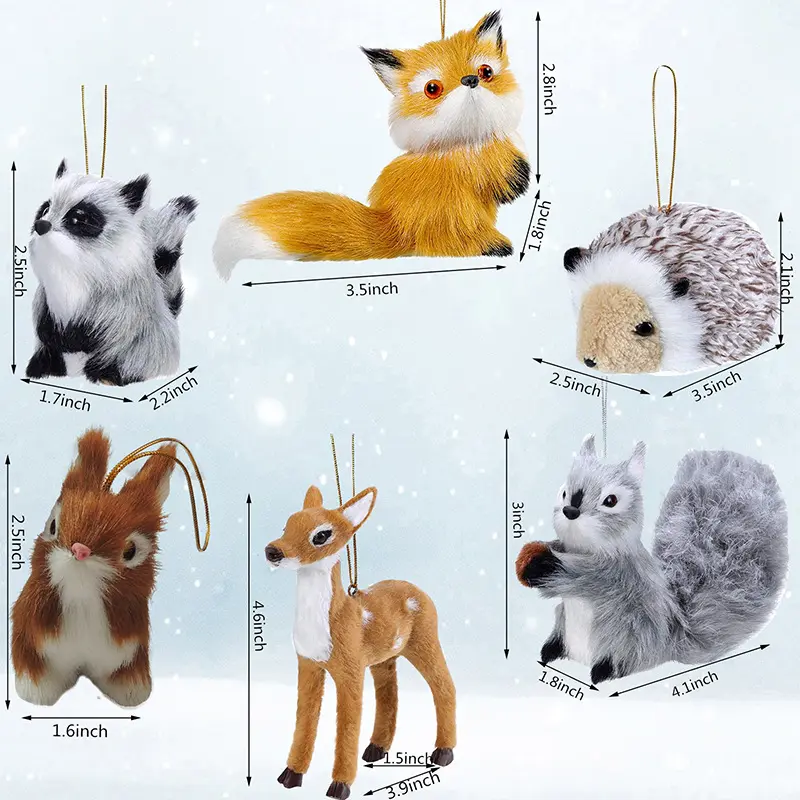 Cute deer fox Squirrel hedgehog new style stuffed animal plush key chain small pendant children's toy Christmas tree ornament