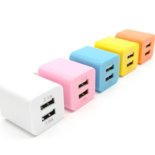 Mini Colorful Us Dual Usb Wall Charger Wholesale 5v 1a 2 Usb 2 Ports Travel Adapter Fast Charging for iphone xiaomi samsung Char