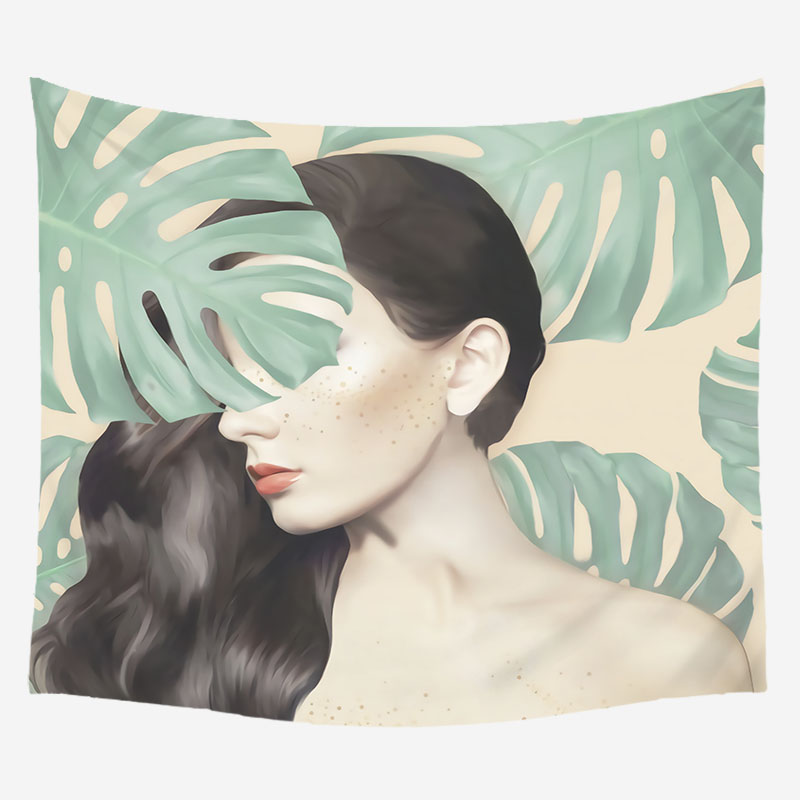 Женский чехол с изображением листьев, оптом, настенный гобелен с изображением черепа и цветов на заказ