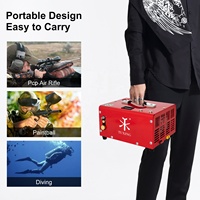 Compresseur PCP miniature TUXING pour plongée sous-marine et paintball, avec démarrage à un bouton, refroidissement par ventilateur, transformateur externe 12V, gonflage rapide