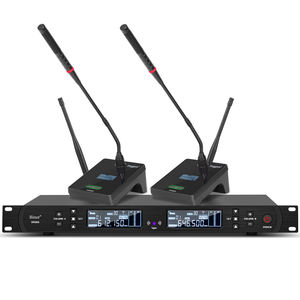 Nuevo Sistema de Micrófono Inalámbrico Profesional DR666 de 2 Canales con Cable Flexible, Cancelación de Ruido, Metal y Plástico - Product Image 1