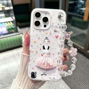 <span class=keywords><strong>Coque</strong></span> <span class=keywords><strong>de</strong></span> téléphone portable en TPU <span class=keywords><strong>de</strong></span> style français pour iPhone 15, motif floral cerise papillon, avec support <span class=keywords><strong>de</strong></span> téléphone portable, dans un sac OPP - Product Image 1