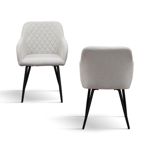Juego de 2 sillas Marianna, tela gris paloma, patas de metal, silla de comedor para interiores - Product Image 2