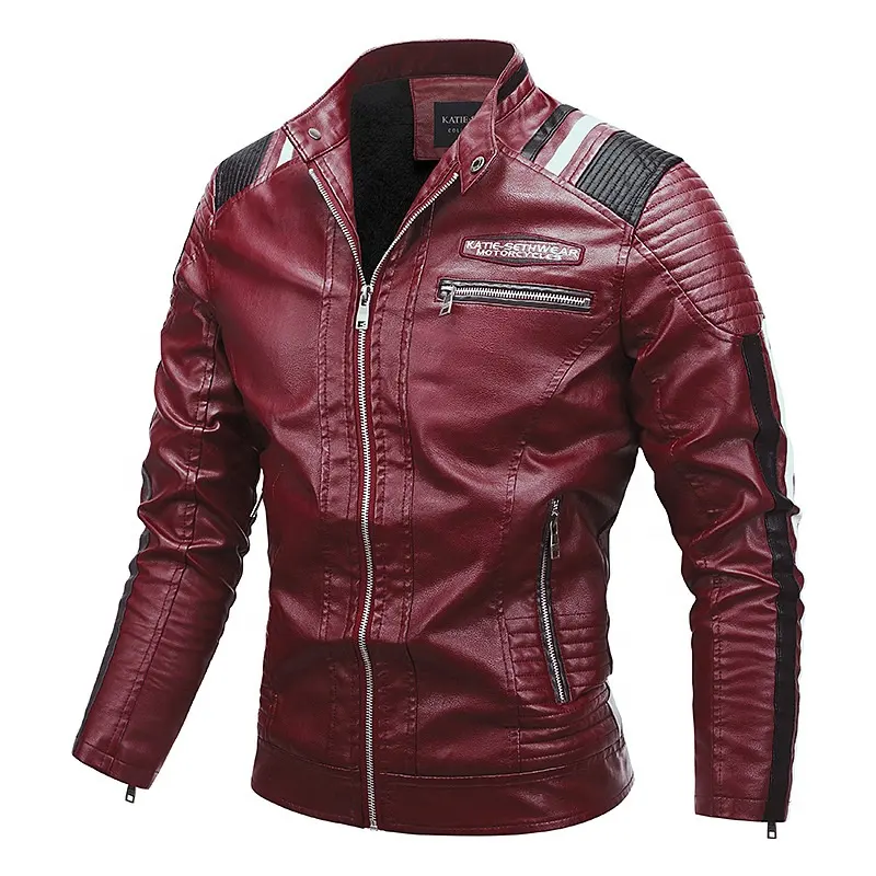 2021 Vintage Design Leather Jackets Men Outdoor Motorcycle Biker Plus Size Winter Coat Fleece leather Jacket