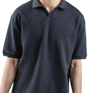 Premium Polyester/Coton Noir Solide Jacquard À Manches Courtes pour Chemise Hommes De Luxe Texturé Respirant Tricot Golf Porter Personnalisé OEM - Product Image 5