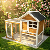 Cage à lapins en bois pour extérieur avec enclos, plateau coulissant, toit en asphalte, maison pour lapins, cochons d'Inde et petits poulets
