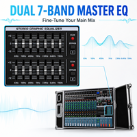 Table de mixage amplifiée 12 canaux EP-12ant 600W x 2 avec amplificateur de puissance, flight case, égaliseur 6 bandes, 24 DSP, USB, Bluetooth, 48V pour scène live et église