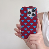 Nouvelle coque de téléphone antichoc en film mat ondulé motif cœur pour iPhone 18 Pro 17 16 Pro 15 Pro Max 13 Pro Max, protection pour femme